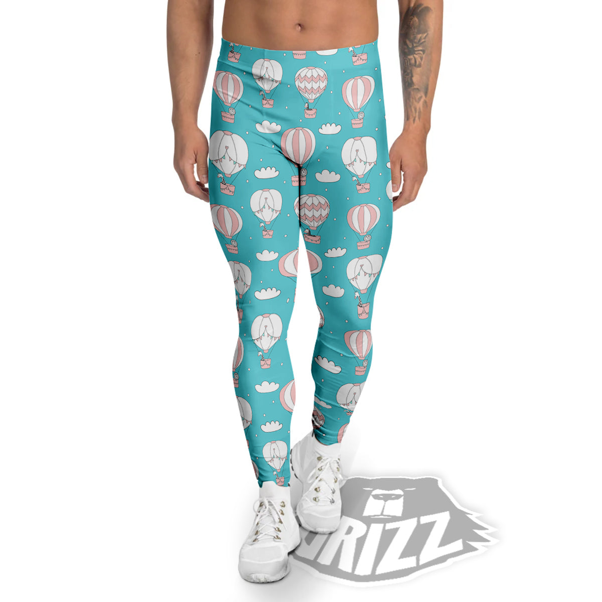 Air Balloon Cartoon Print Pattern Men's Leggings-grizzshop