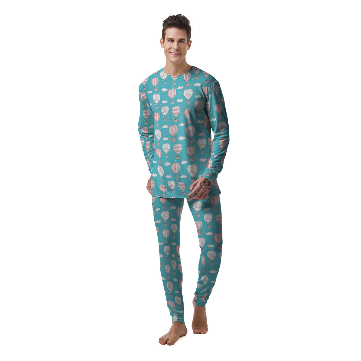 Air Balloon Cartoon Print Pattern Men's Pajamas-grizzshop