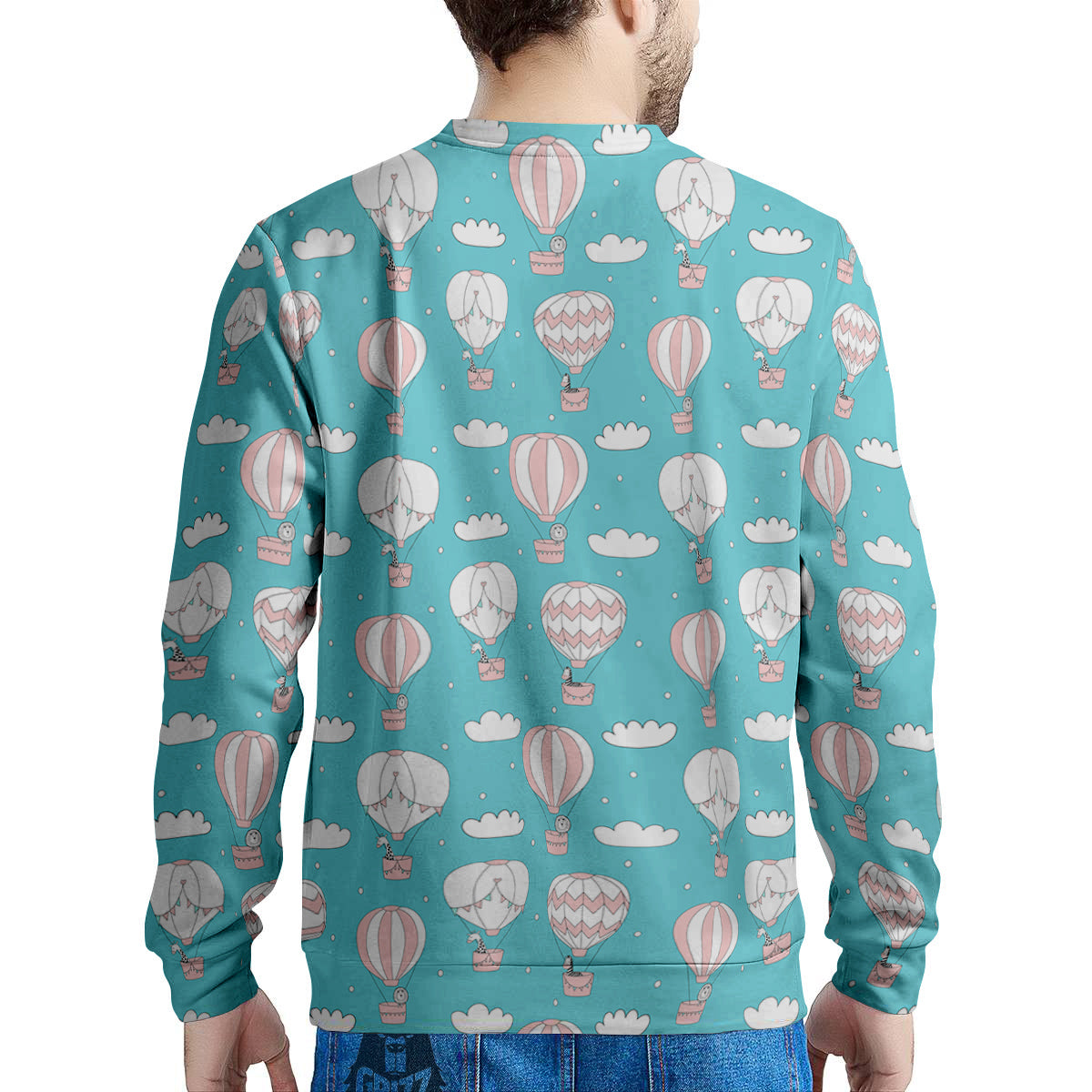 Air Balloon Cartoon Print Pattern Men's Sweatshirt-grizzshop