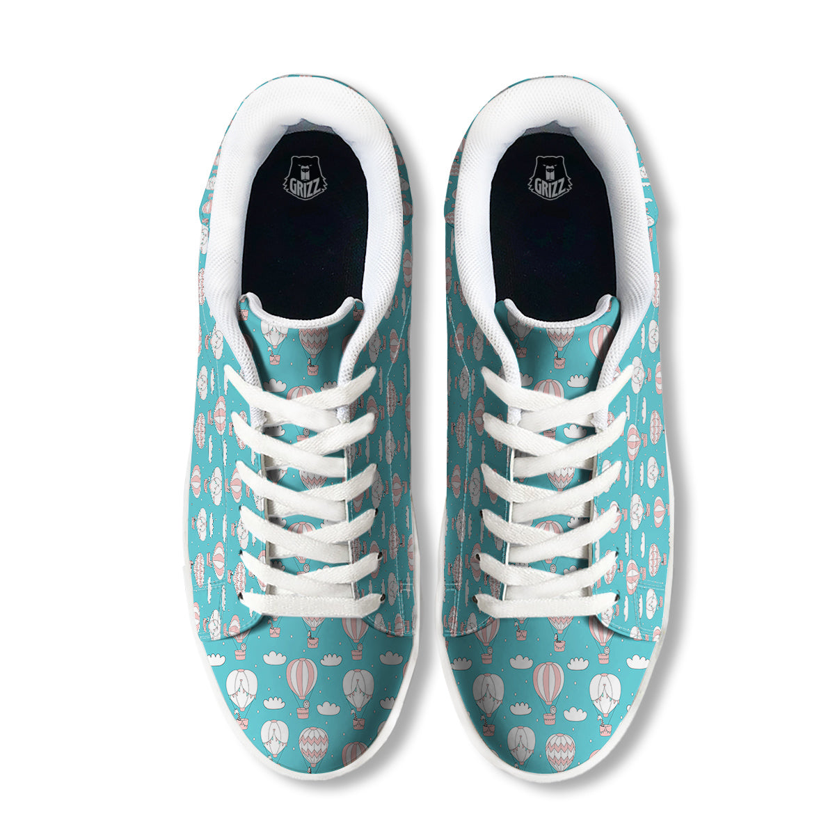 Air Balloon Cartoon Print Pattern White Low Top Sneakers-grizzshop