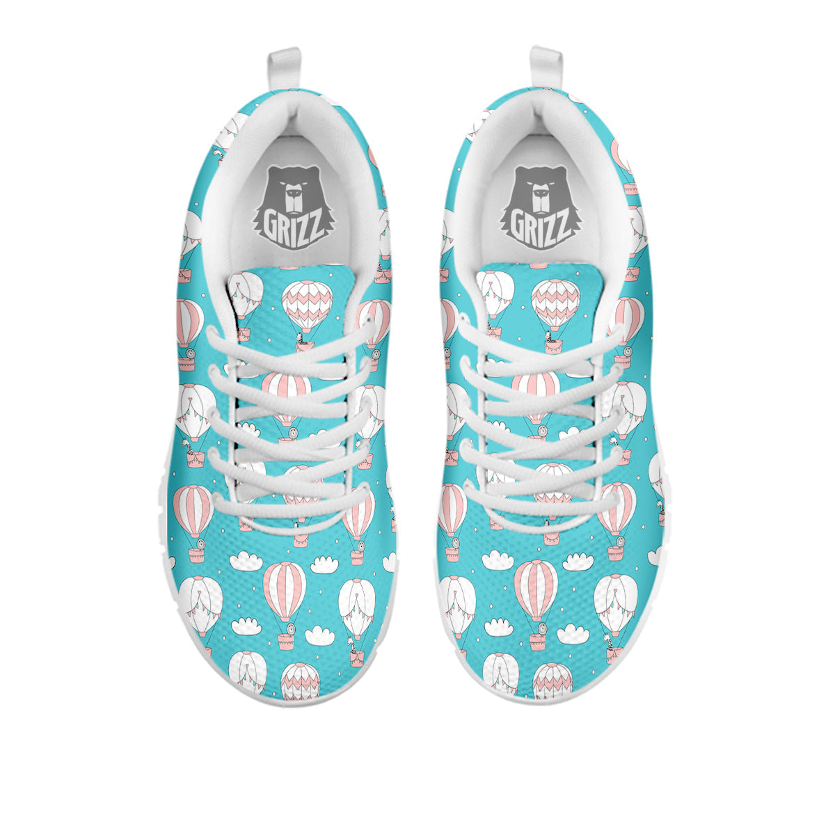 Air Balloon Cartoon Print Pattern White Sneaker-grizzshop
