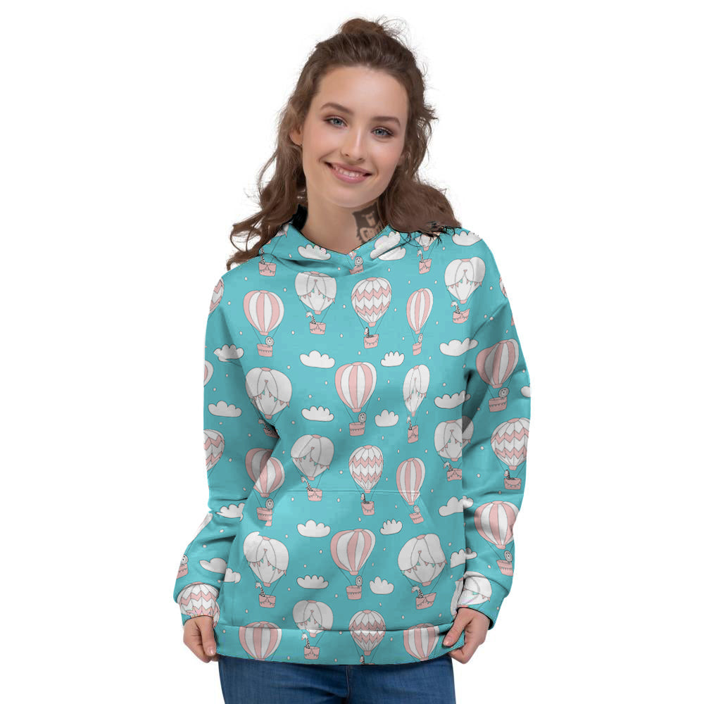 Air Balloon Cartoon Print Pattern Women's Hoodie-grizzshop