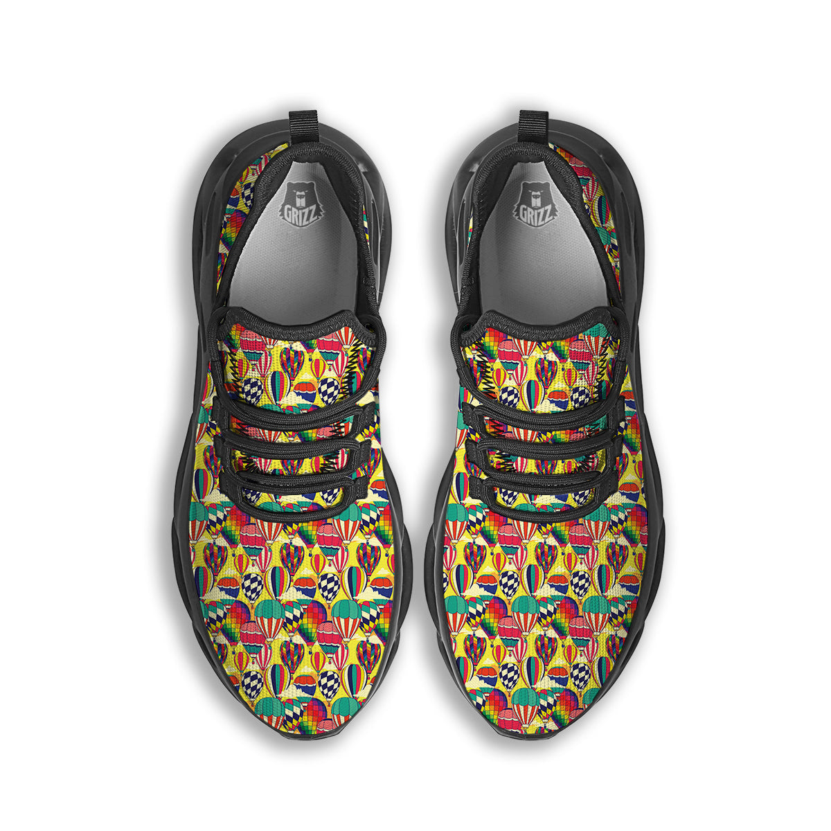 Air Balloon Colorful Print Pattern Black Running Shoes-grizzshop