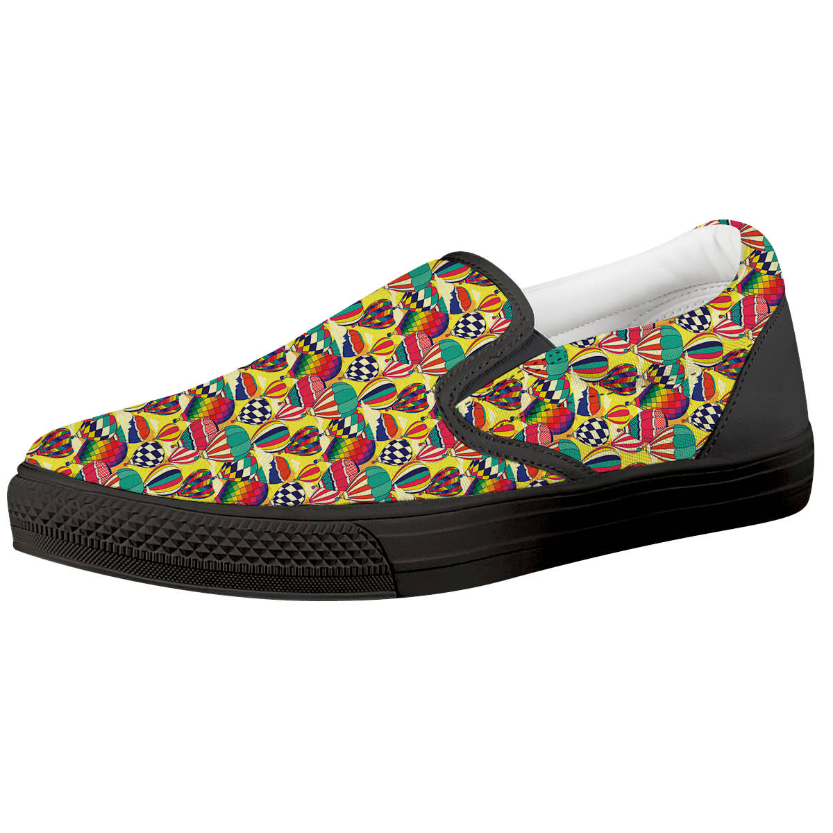 Air Balloon Colorful Print Pattern Black Slip On Shoes-grizzshop