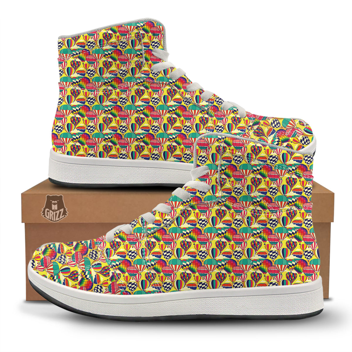 Air Balloon Colorful Print Pattern High Top Sneakers-grizzshop