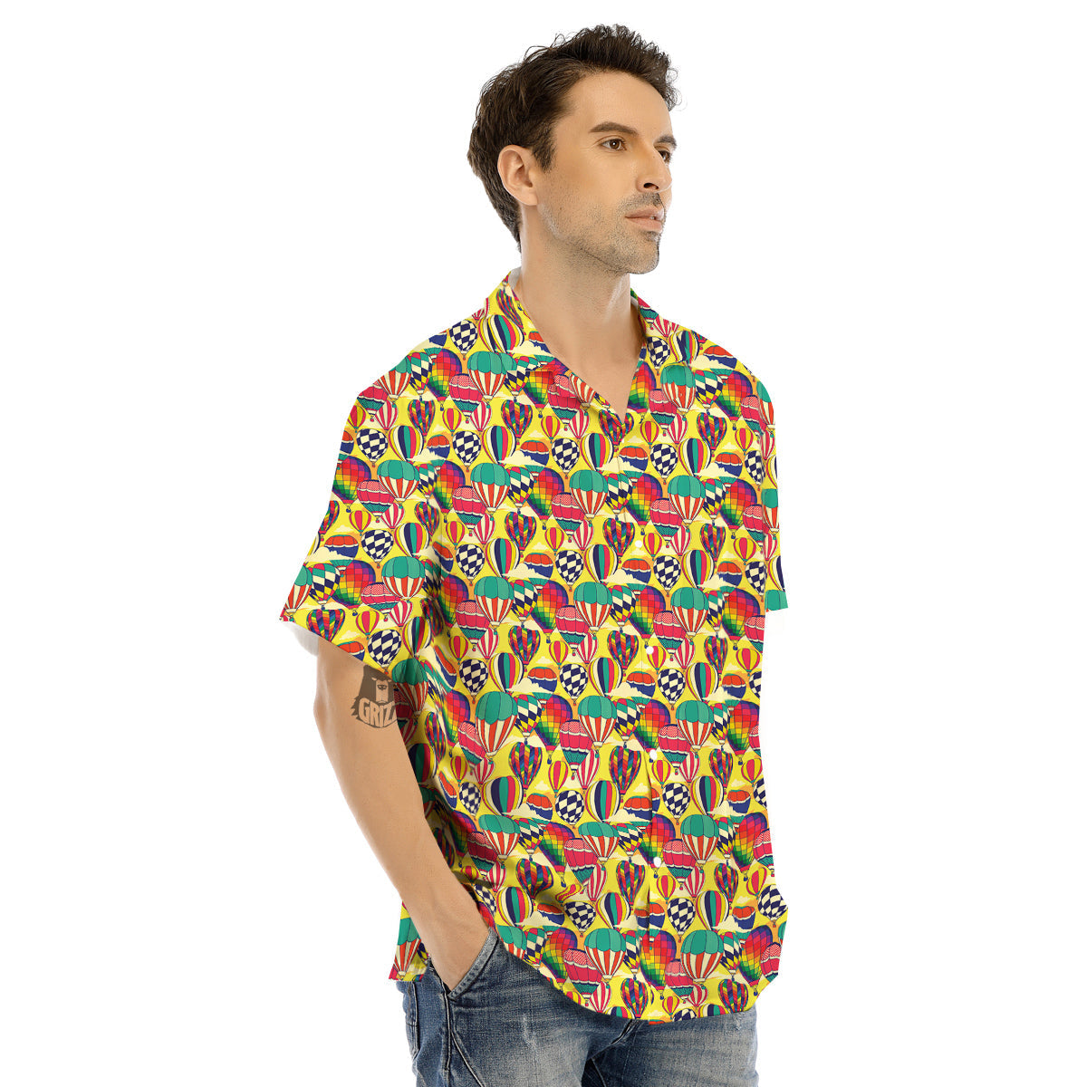 Air Balloon Colorful Print Pattern Men's Hawaiian Shirt-grizzshop
