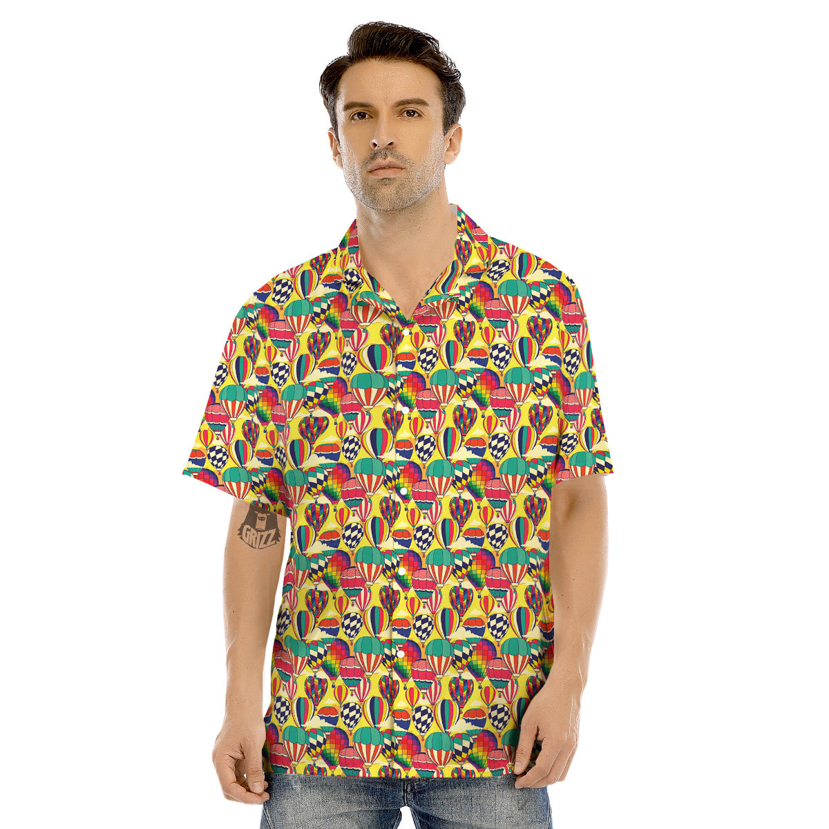 Air Balloon Colorful Print Pattern Men's Hawaiian Shirt-grizzshop