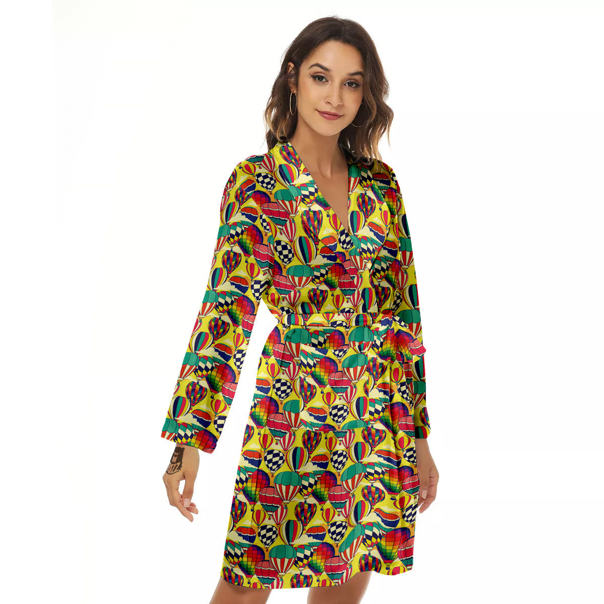 Air Balloon Colorful Print Pattern Women's Robe-grizzshop