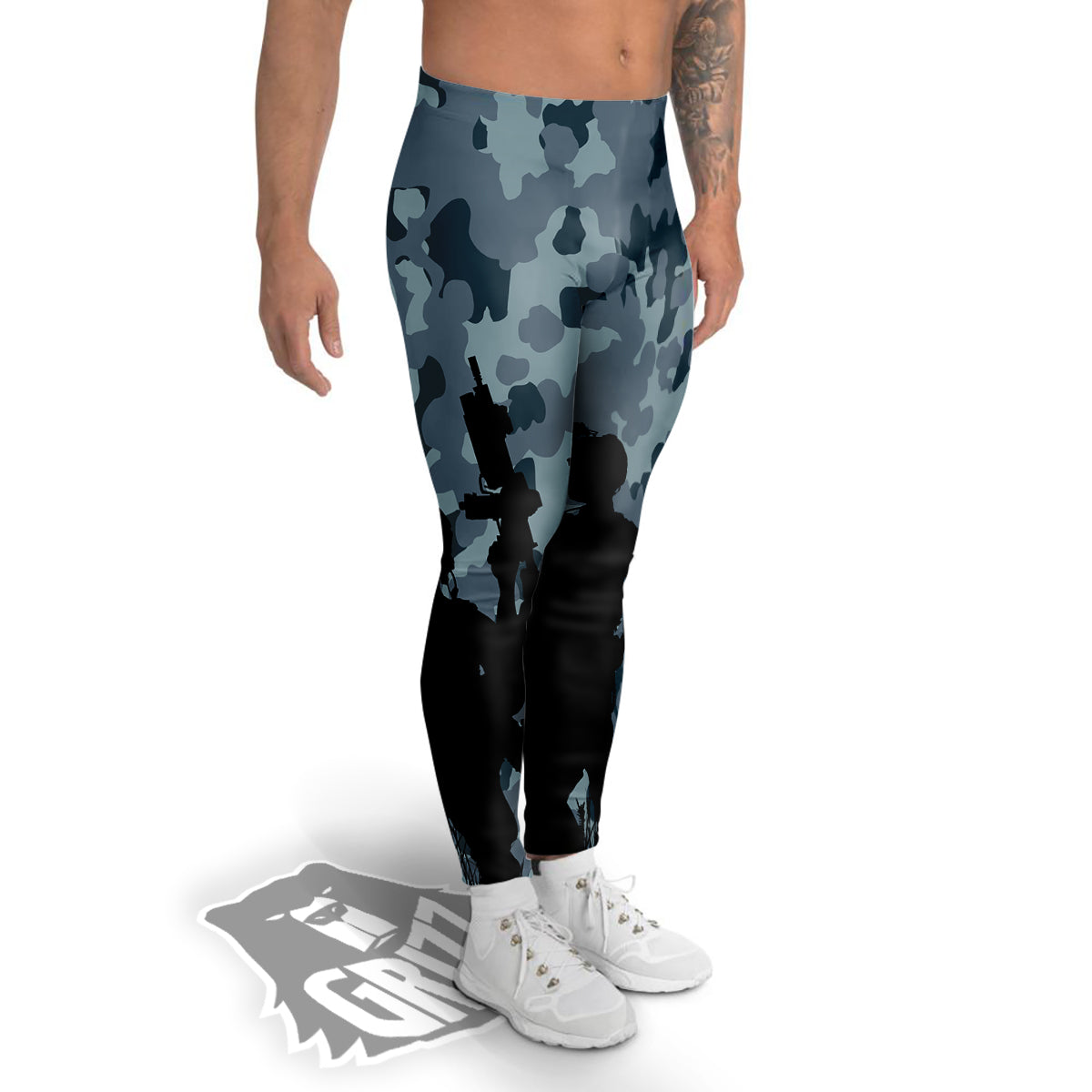 Air Force And Camouflage Print Men's Leggings-grizzshop