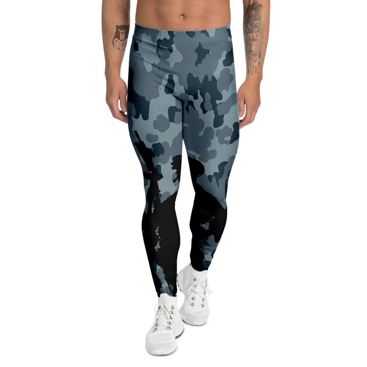 Air Force And Camouflage Print Men's Leggings-grizzshop