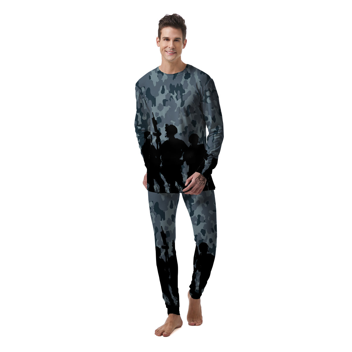 Air Force And Camouflage Print Men's Pajamas-grizzshop