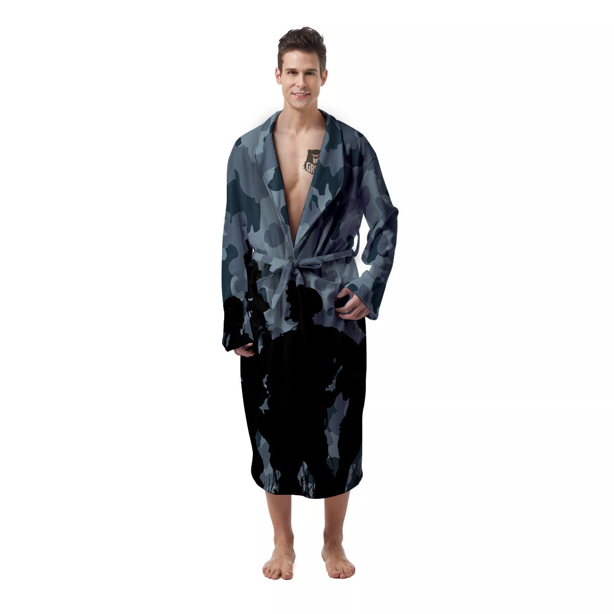 Air Force And Camouflage Print Men's Robe-grizzshop