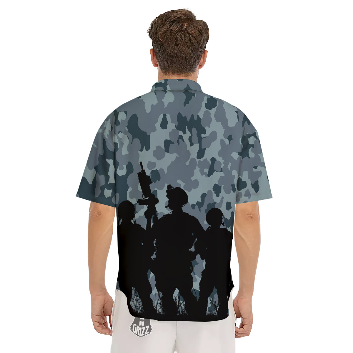 Air Force And Camouflage Print Men's Short Sleeve Shirts-grizzshop