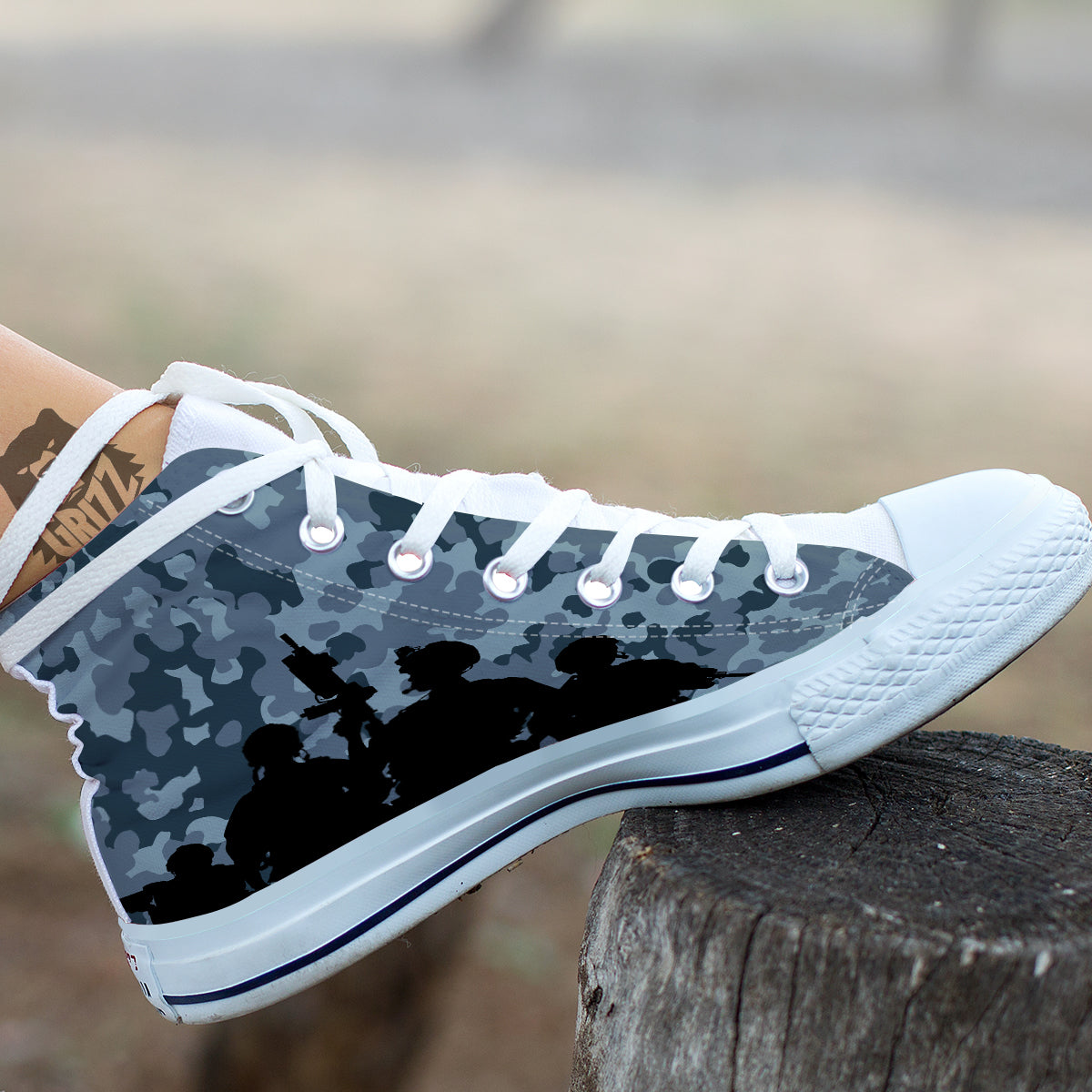 Air Force And Camouflage Print White High Top Shoes-grizzshop