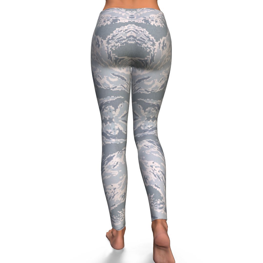 Air Force Military Camouflage White Snow Camo Pattern Print Pattern Women Leggings-grizzshop