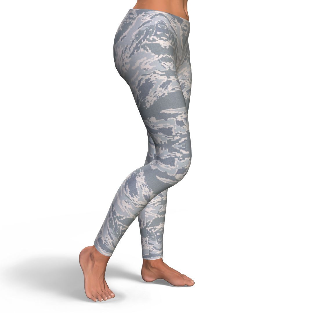 Air Force Military Camouflage White Snow Camo Pattern Print Pattern Women Leggings-grizzshop