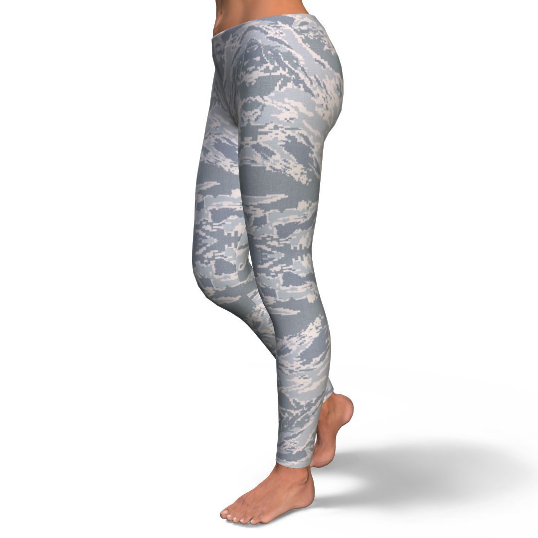 Air Force Military Camouflage White Snow Camo Pattern Print Pattern Women Leggings-grizzshop