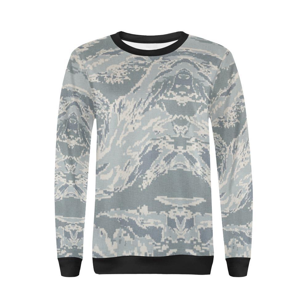 Air Force Military Camouflage White Snow Camo Pattern Print Women Crewneck Sweatshirt-grizzshop