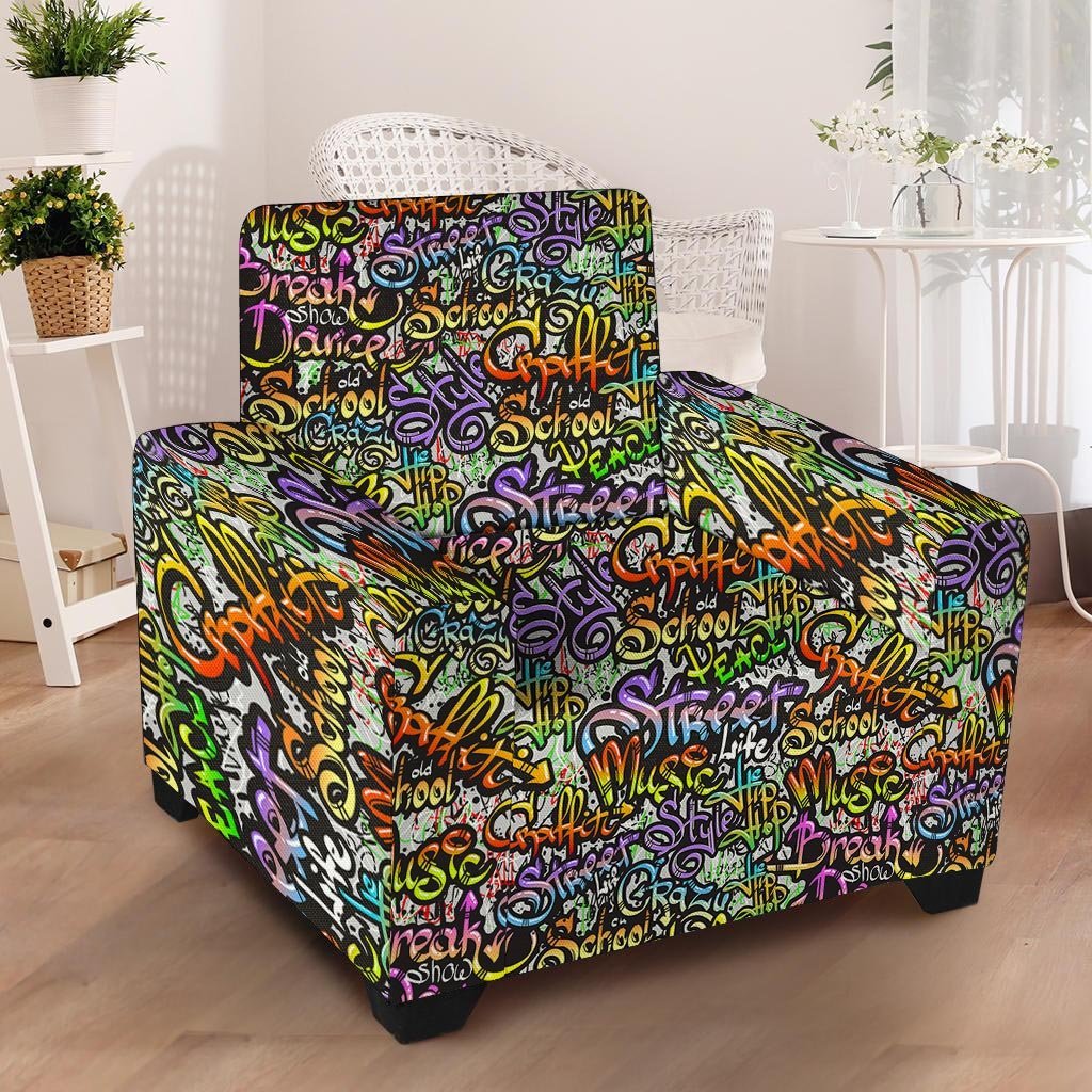 Airbrush Graffiti Print Armchair Cover-grizzshop