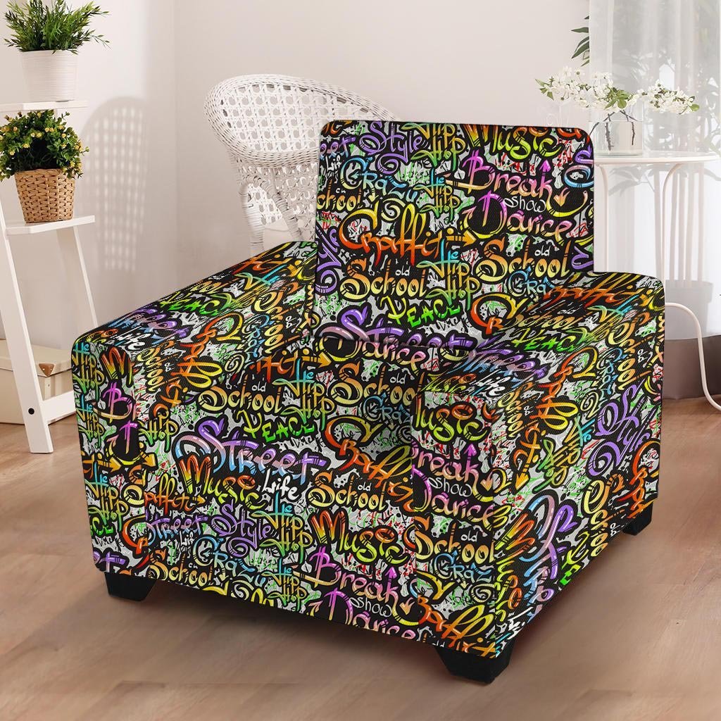 Airbrush Graffiti Print Armchair Cover-grizzshop