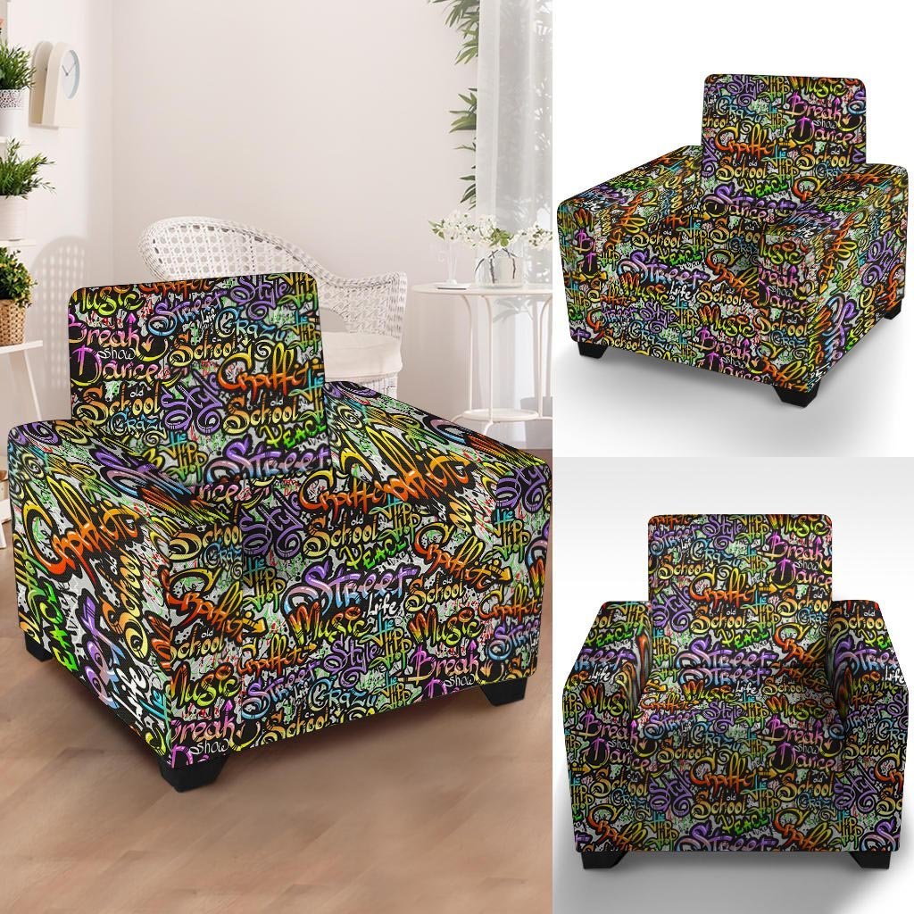 Airbrush Graffiti Print Armchair Cover-grizzshop