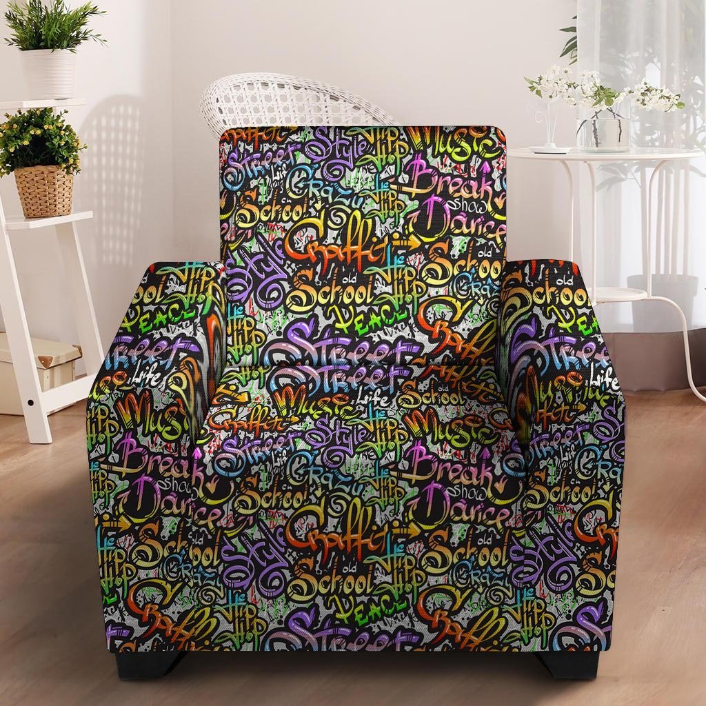 Airbrush Graffiti Print Armchair Cover-grizzshop