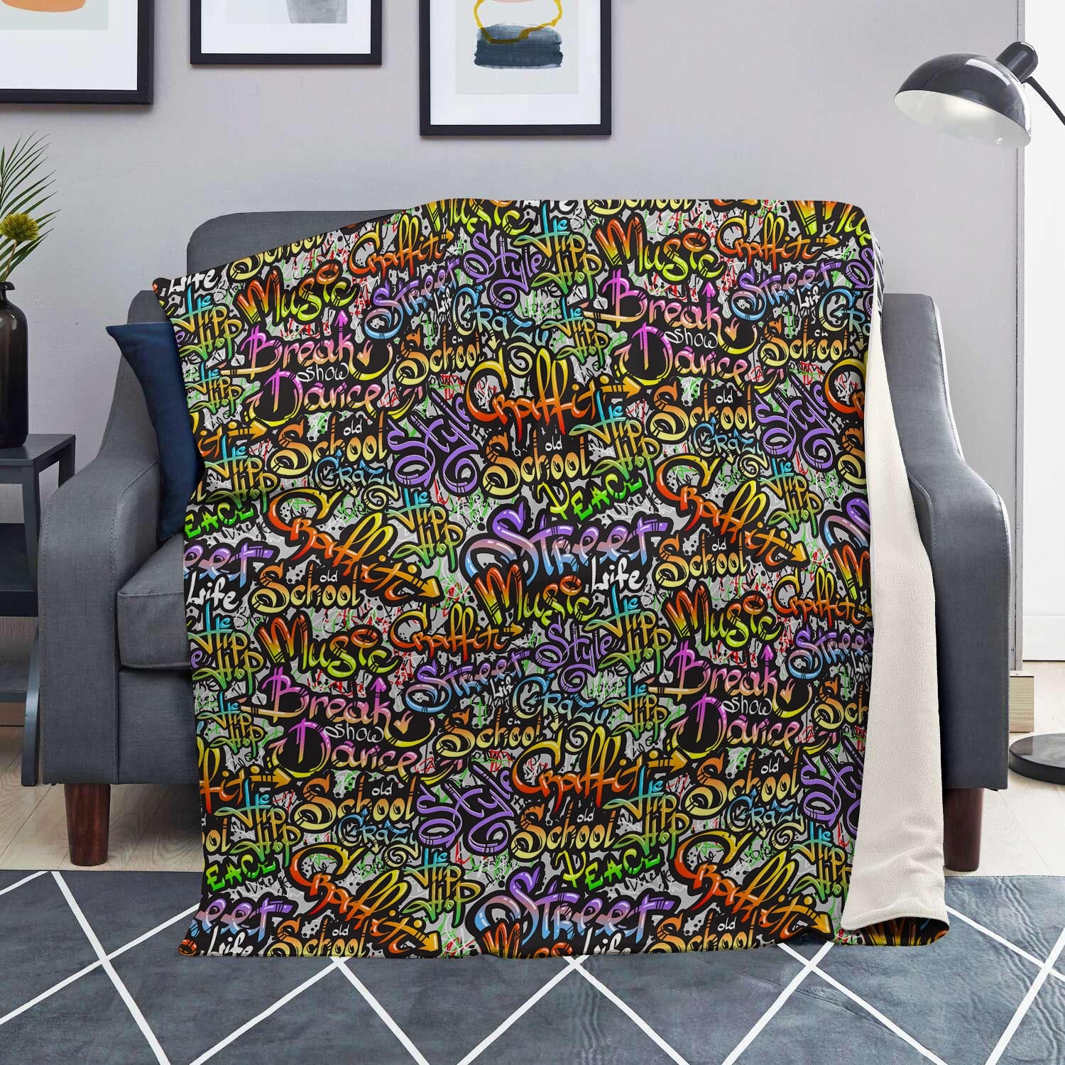 Airbrush Graffiti Print Blanket-grizzshop