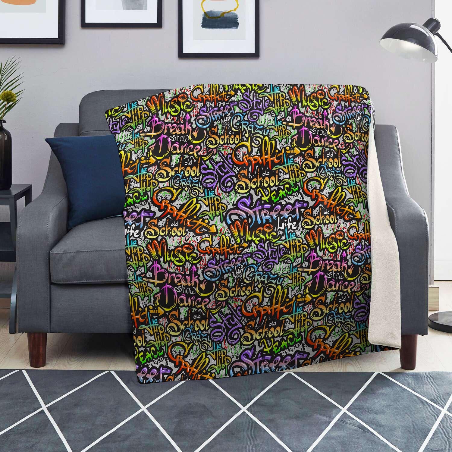 Airbrush Graffiti Print Blanket-grizzshop