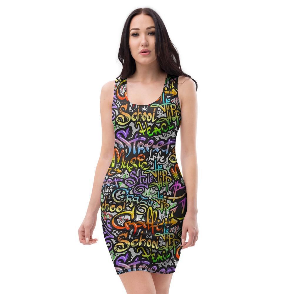 Airbrush Graffiti Print Bodycon Dress-grizzshop