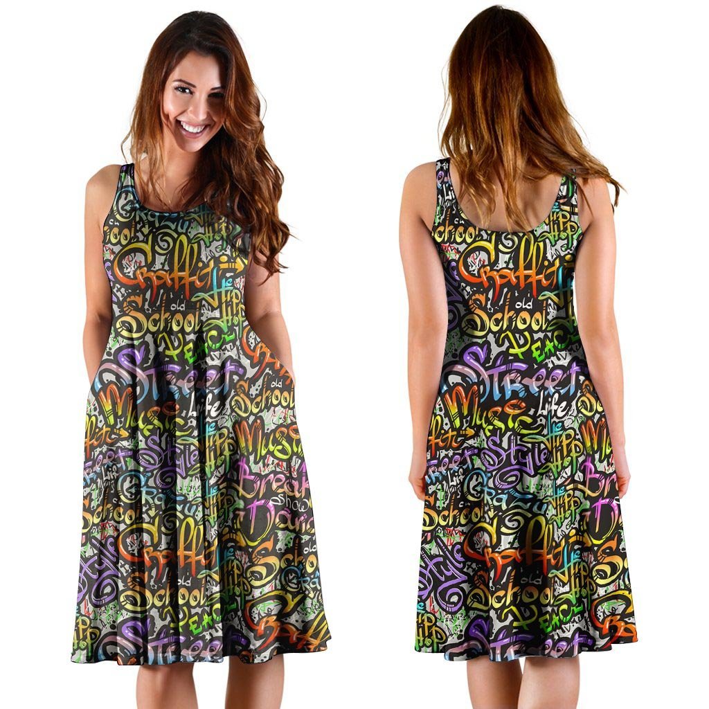 Airbrush Graffiti Print Dress-grizzshop