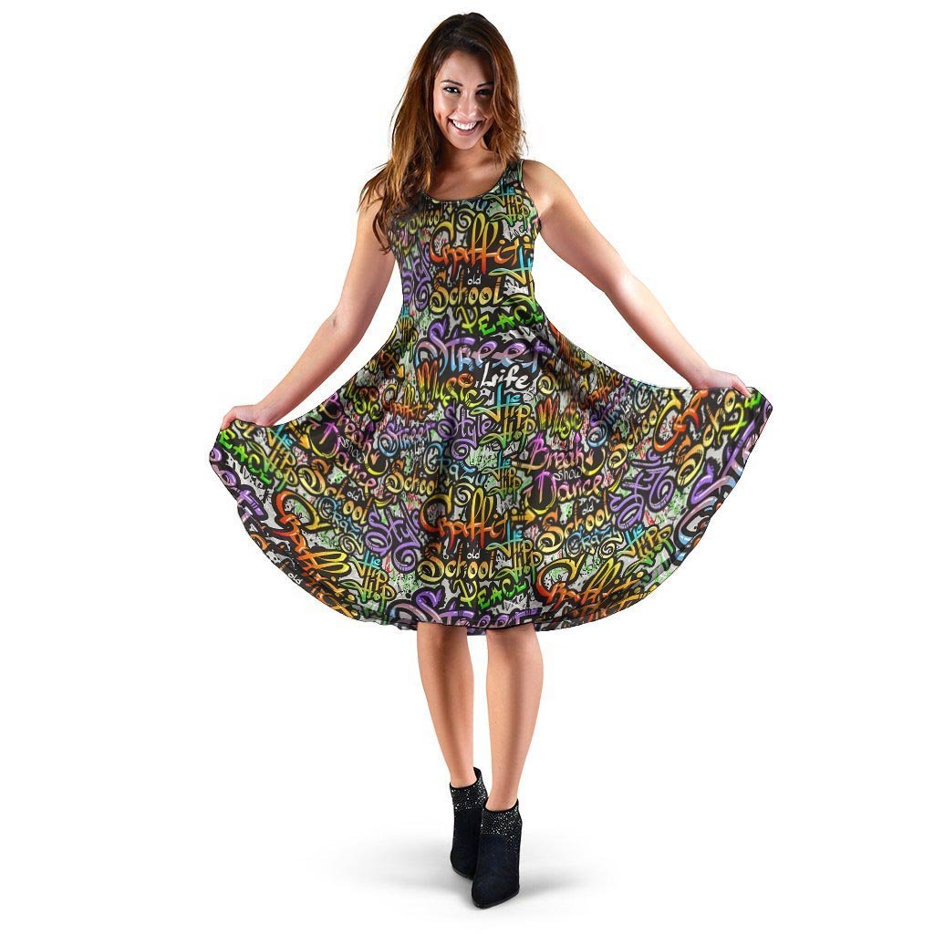 Airbrush Graffiti Print Dress-grizzshop