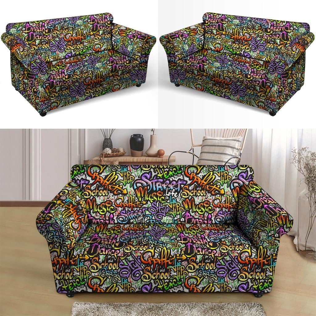 Airbrush Graffiti Print Loveseat Cover-grizzshop