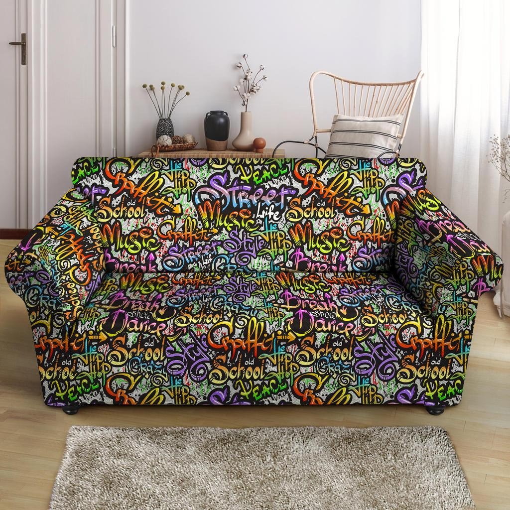 Airbrush Graffiti Print Loveseat Cover-grizzshop