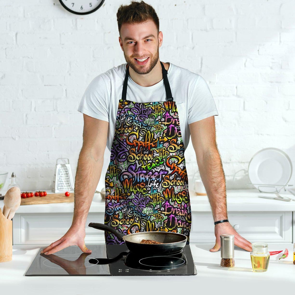 Airbrush Graffiti Print Men's Apron-grizzshop