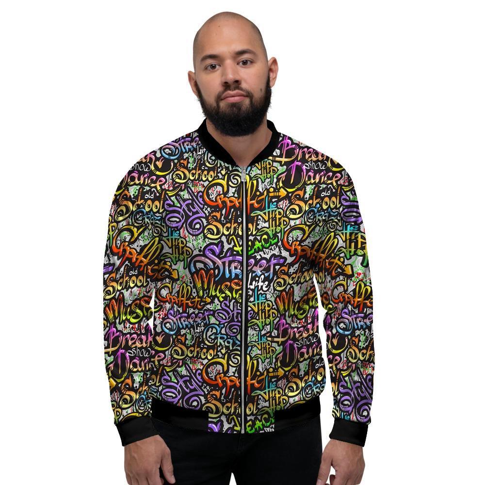 Airbrush Graffiti Print Men's Bomber Jacket-grizzshop