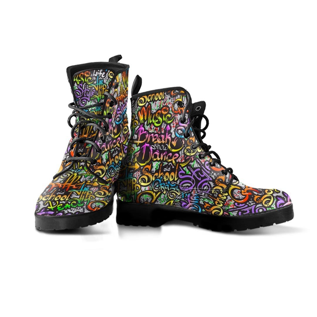 Airbrush Graffiti Print Men's Boots-grizzshop