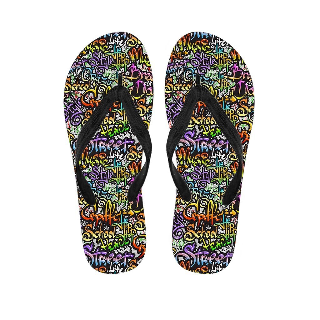 Airbrush Graffiti Print Men's Flip Flops-grizzshop