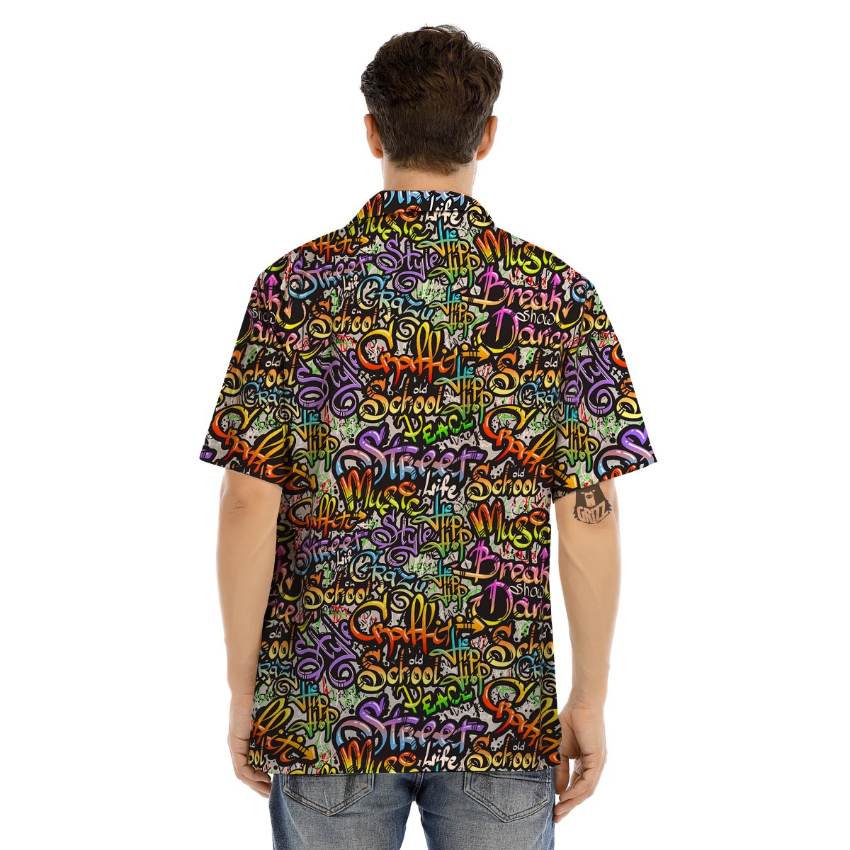 Airbrush Graffiti Print Men’s Hawaiian Shirt-grizzshop