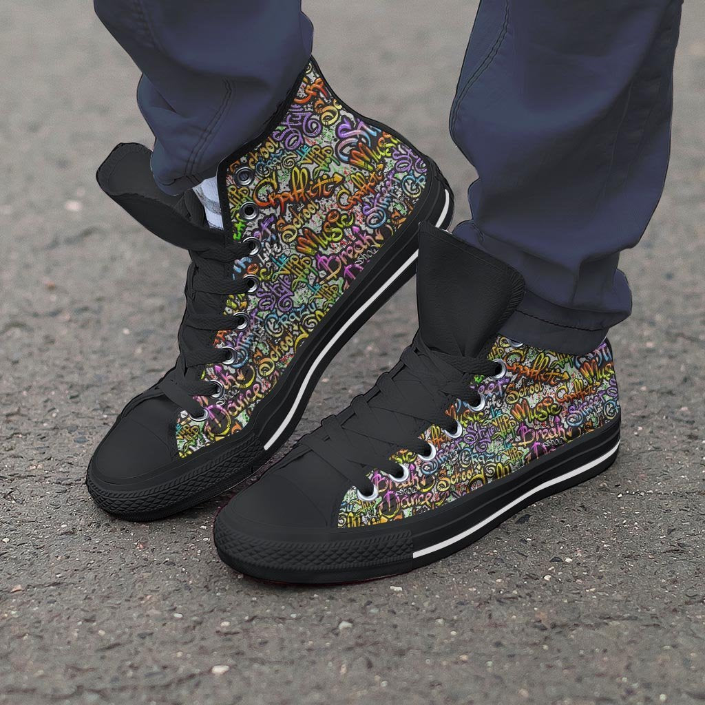 Airbrush Graffiti Print Men's High Top Shoes-grizzshop