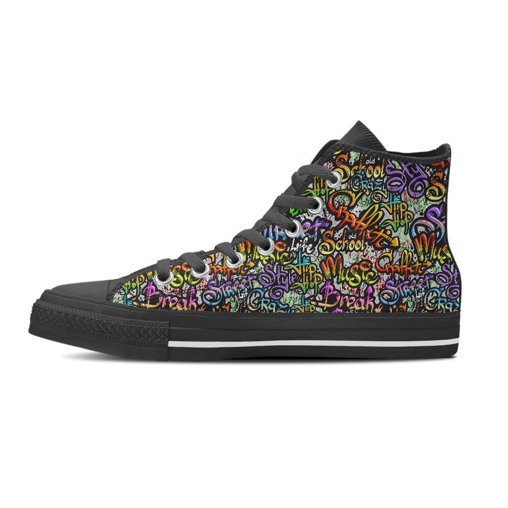 Airbrush Graffiti Print Men's High Top Shoes-grizzshop