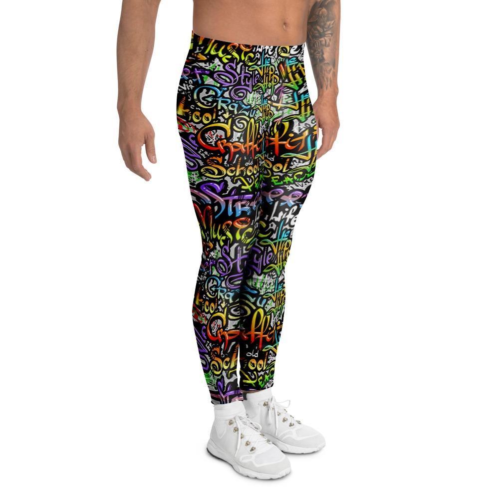 Airbrush Graffiti Print Men's Leggings-grizzshop