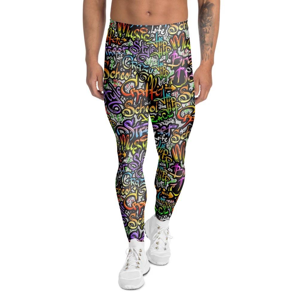 Airbrush Graffiti Print Men's Leggings-grizzshop