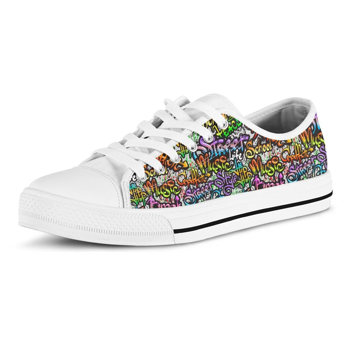 Airbrush Graffiti Print Men's Low Top Shoes-grizzshop