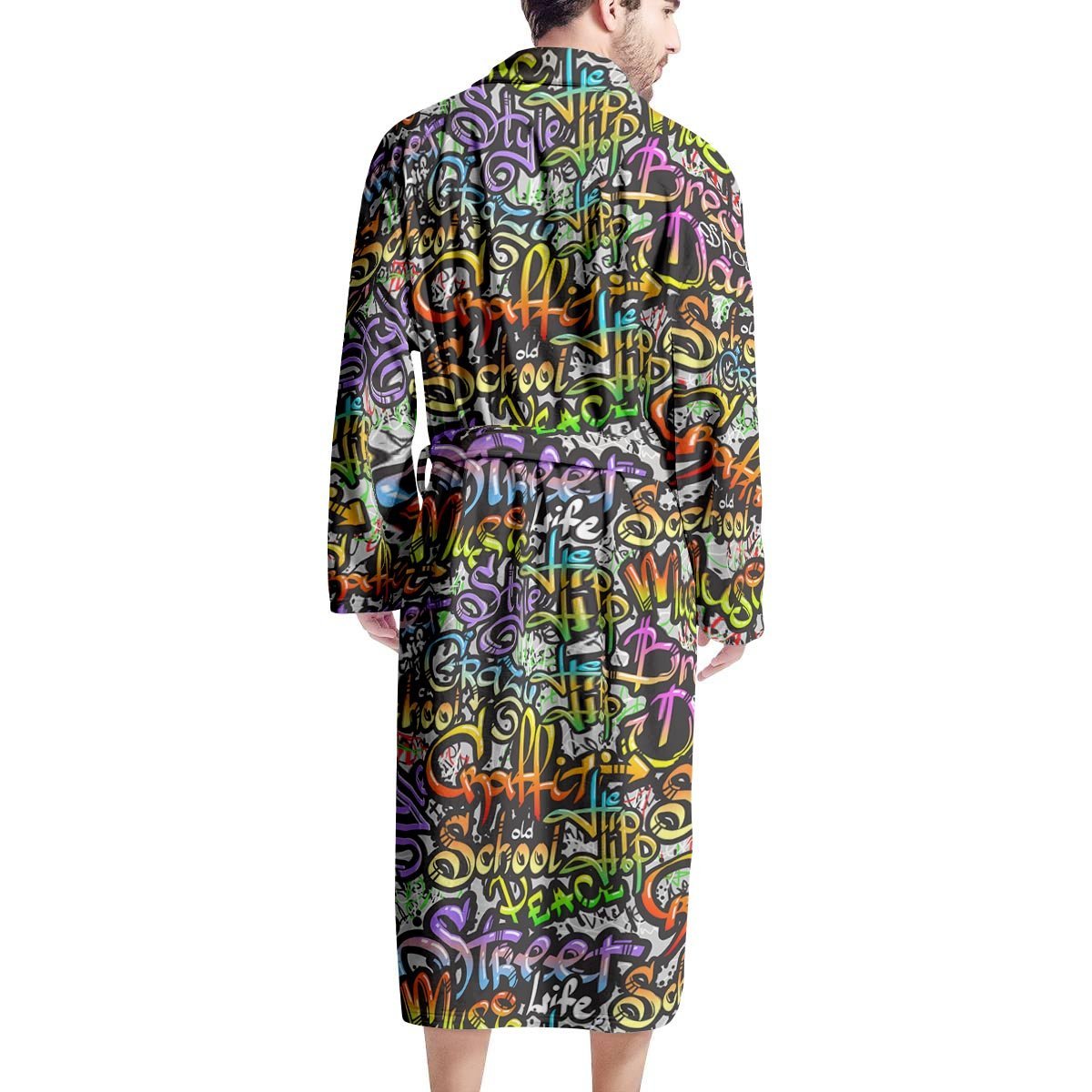 Airbrush Graffiti Print Men's Robe-grizzshop