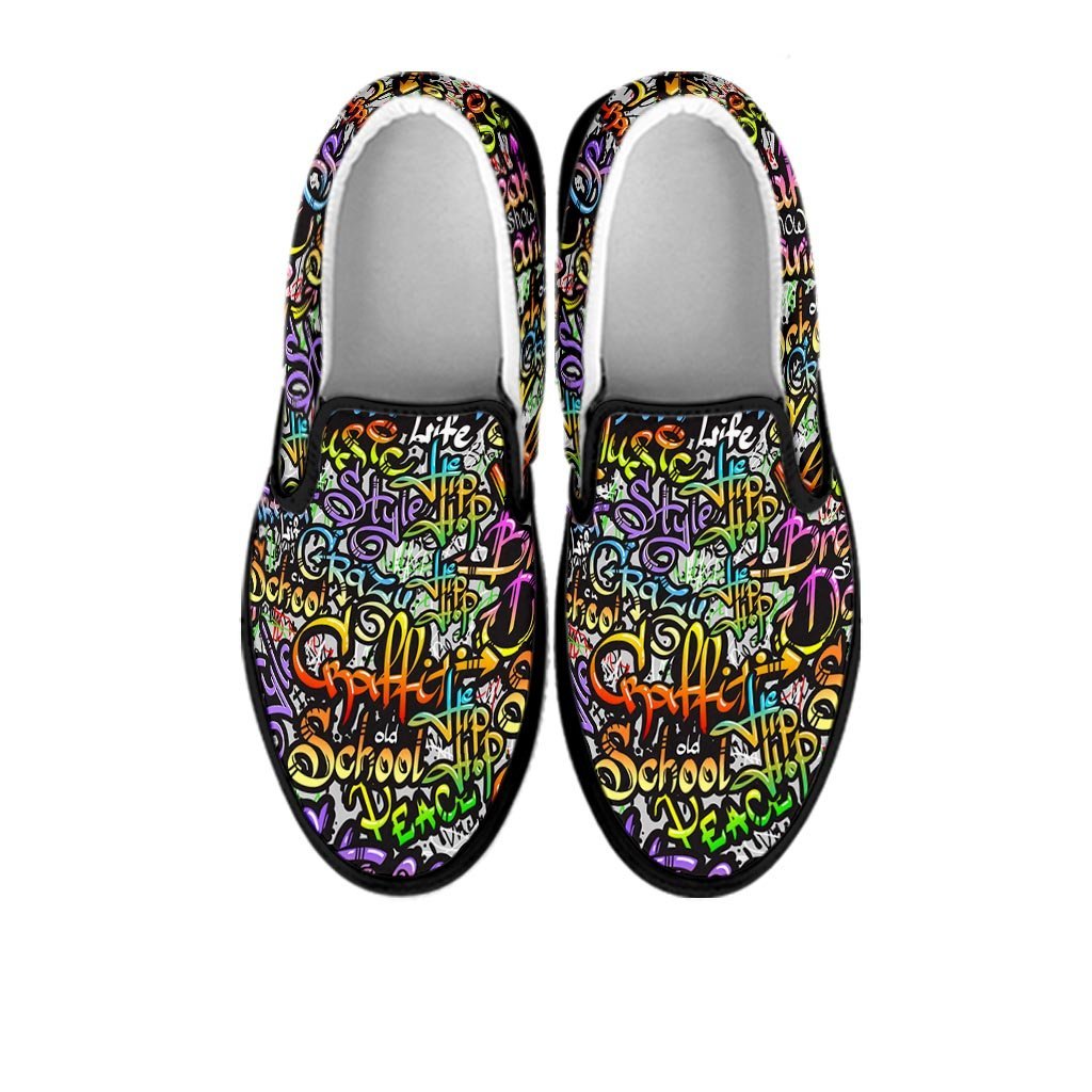 Airbrush Graffiti Print Men's Slip On Sneakers-grizzshop