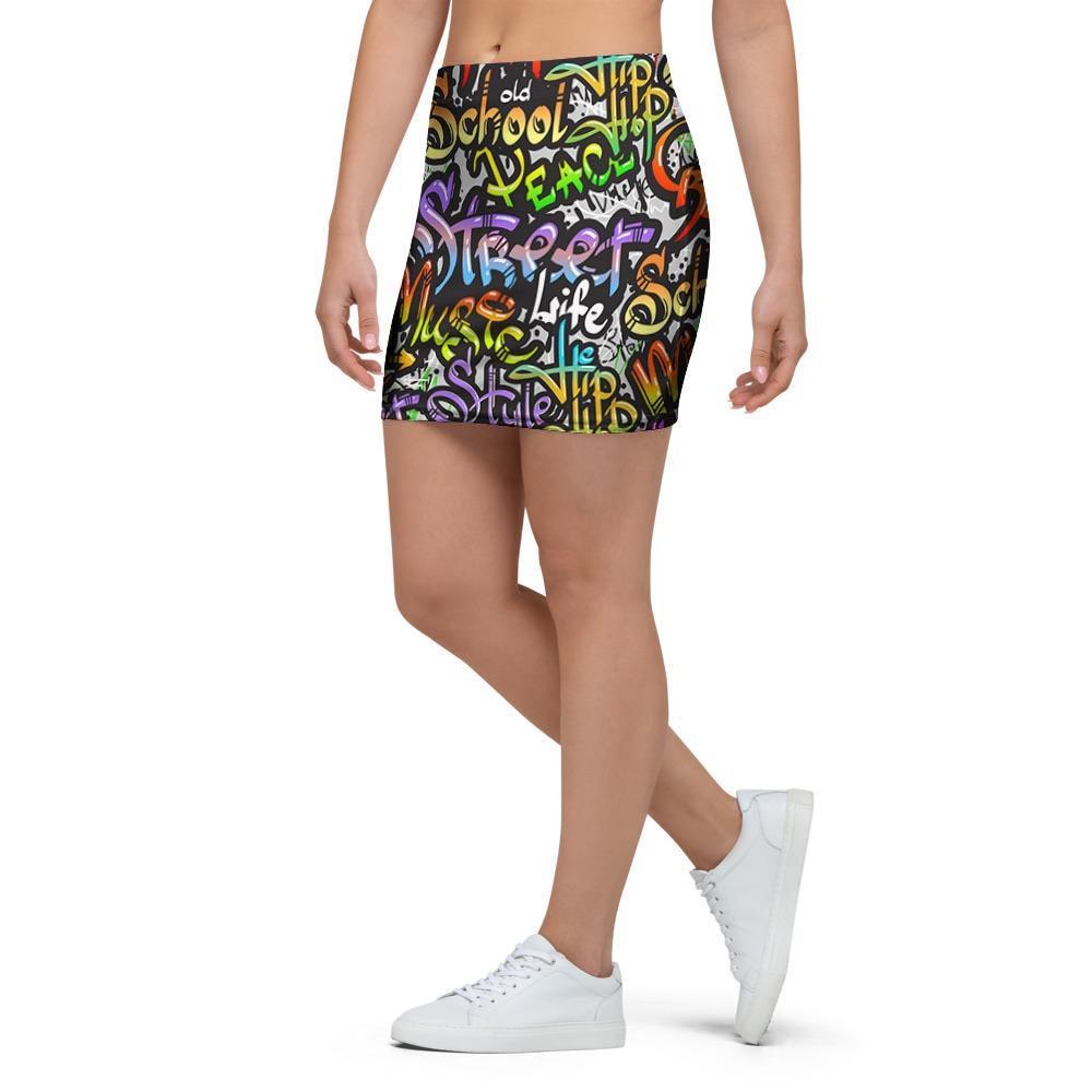 Airbrush Graffiti Print Mini Skirt-grizzshop