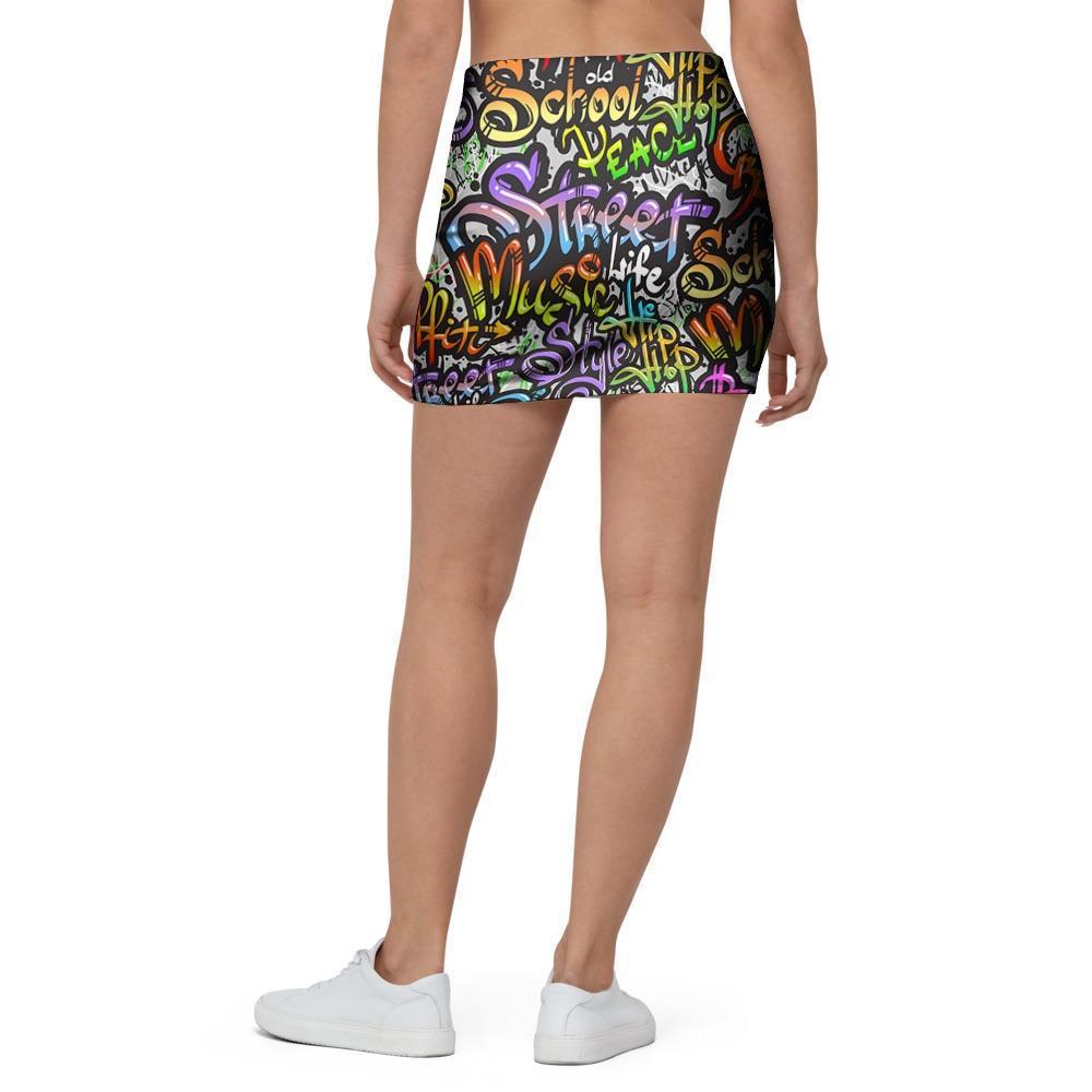 Airbrush Graffiti Print Mini Skirt-grizzshop