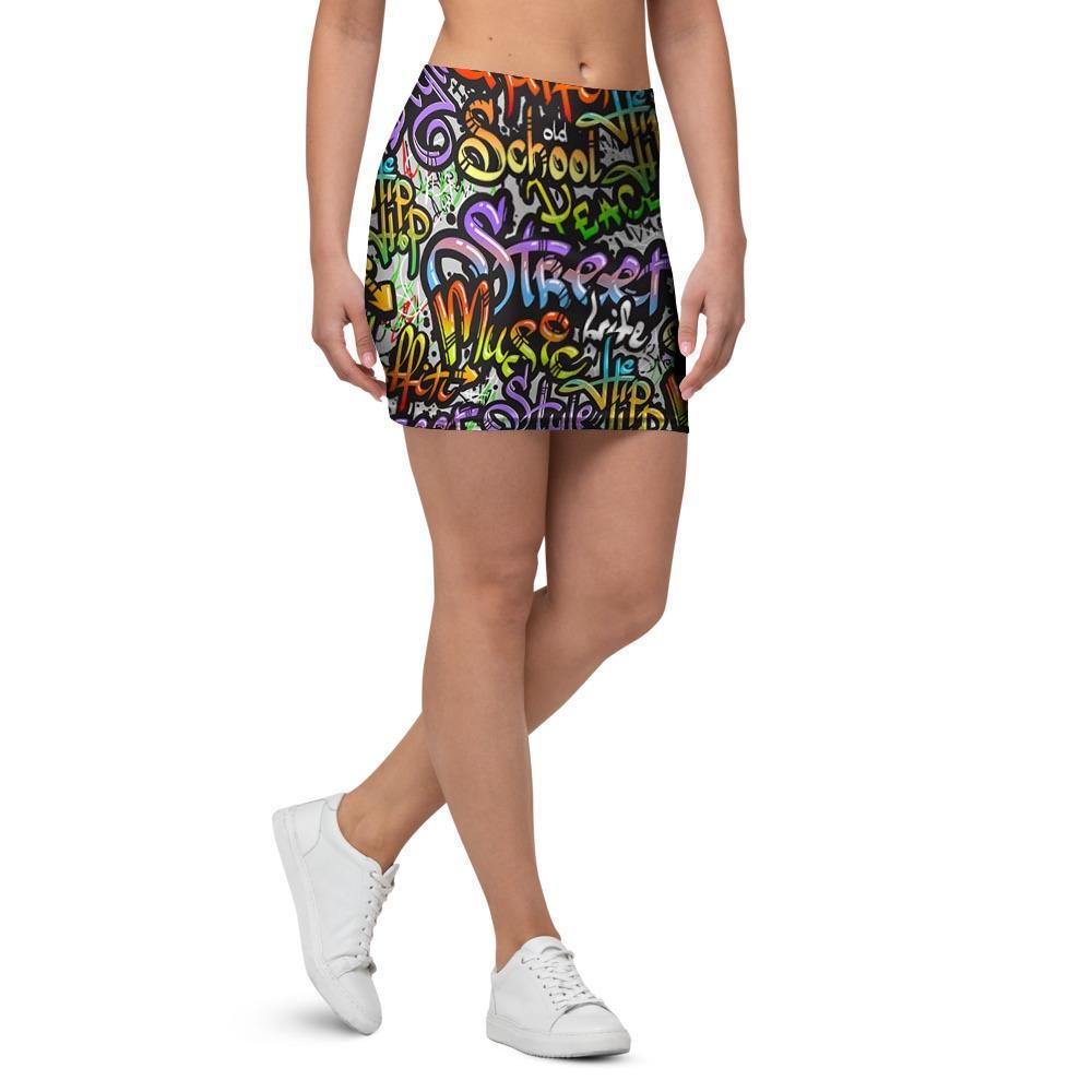 Airbrush Graffiti Print Mini Skirt-grizzshop