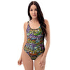 Airbrush Graffiti Print One Piece Swimsuite-grizzshop