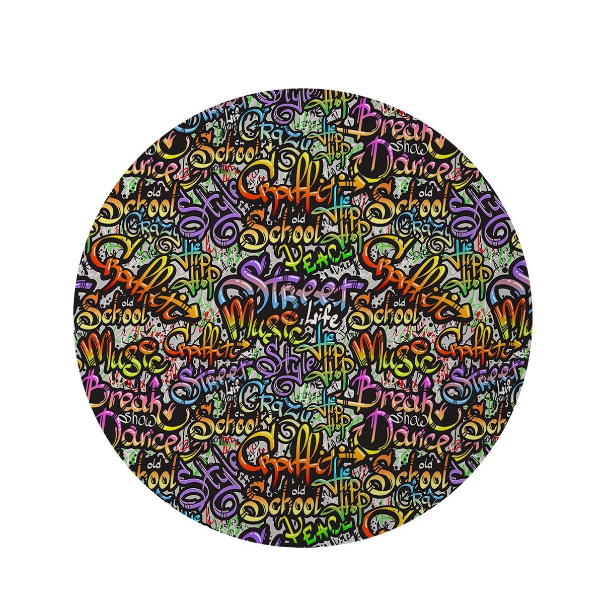 Airbrush Graffiti Print Round Rug-grizzshop